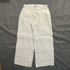 Banana Republic Wide Leg Trousers Pants 100% Linen Womens M Relaxed White Beach